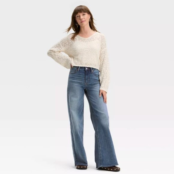 Women's High-Rise Wide Leg Jeans - Universal Thread™ Vintage Medium Wash 6 - Picture 1 of 4
